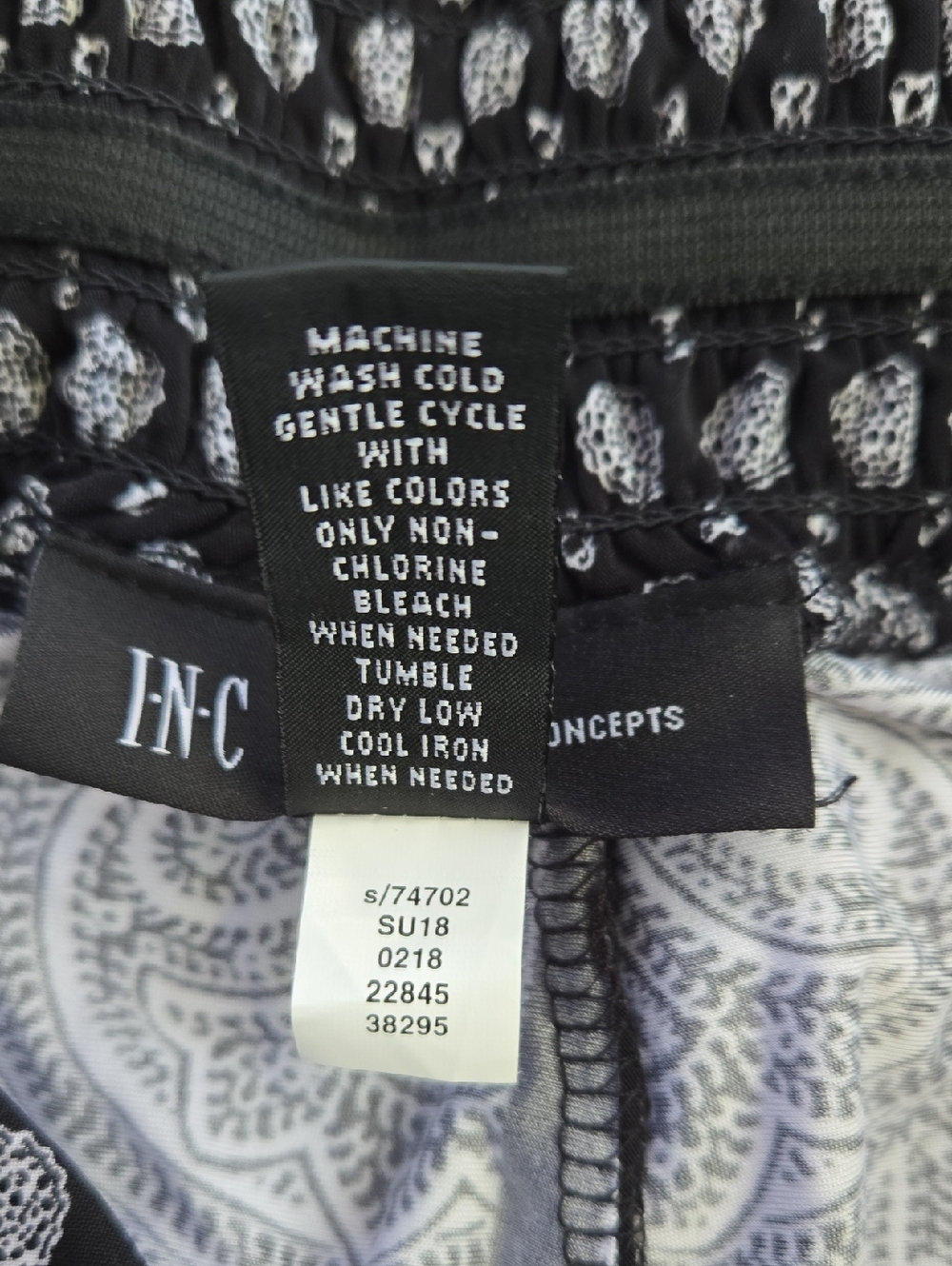 INC Women's Black & White Patterned Wide-Leg Flowy Pants, L, Travel Office Beach - Picture 5 of 9